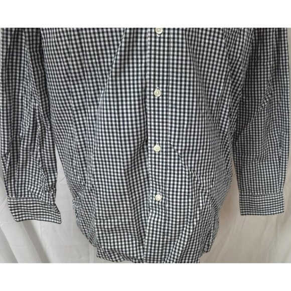 CHAPS Easy Care Mens Large Black White Check Plaid Button Down Logo Shirt - Picture 3 of 13